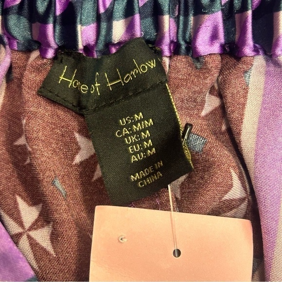 House of Harlow purple burgundy satin effect geometric printed pyjama pants NWT - Picture 9 of 15